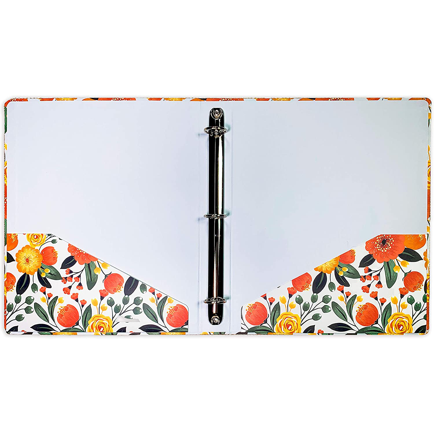 Three Ring Binder, Orange Floral