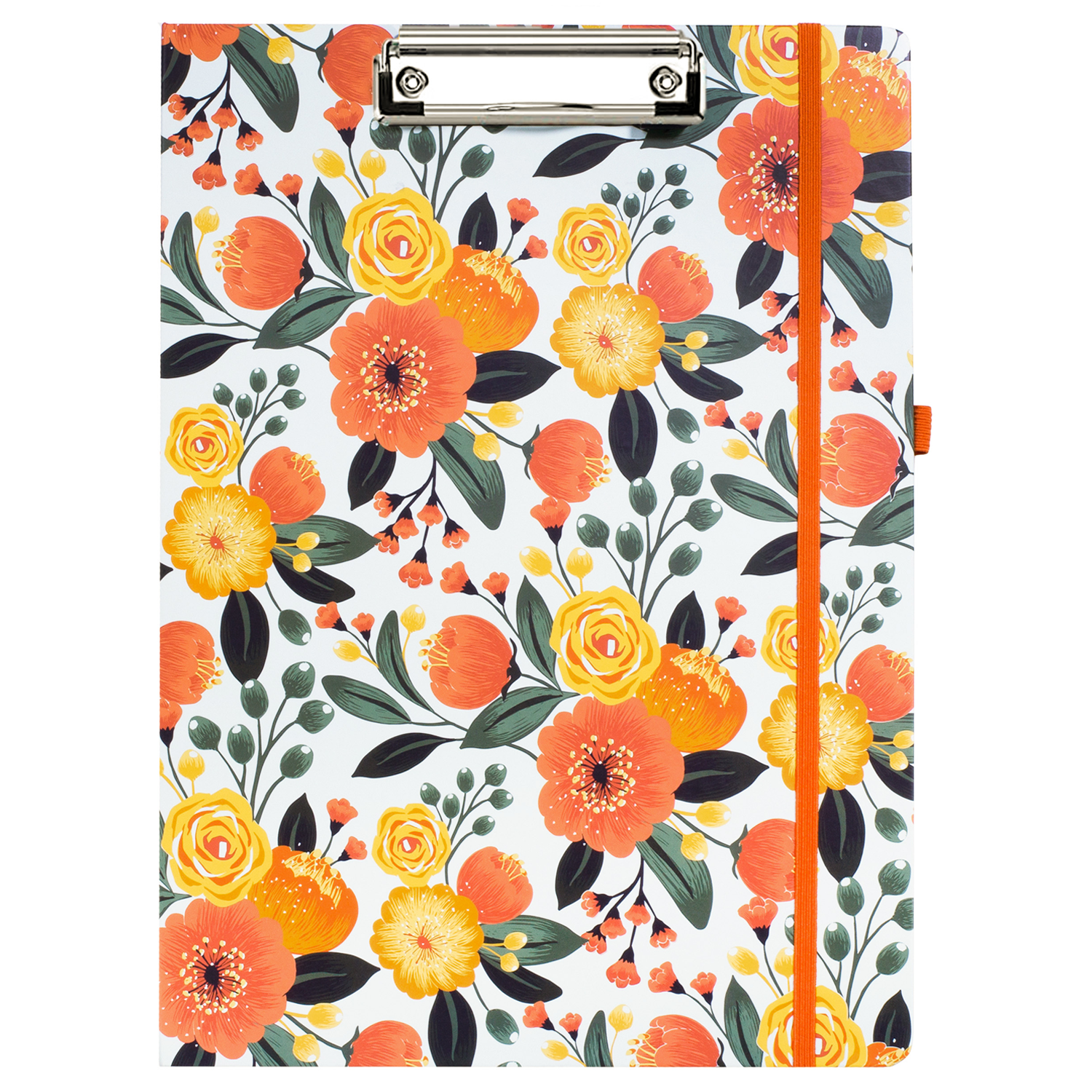 cute clipboard folio with orange floral hardcover and lined notepad for professional use 