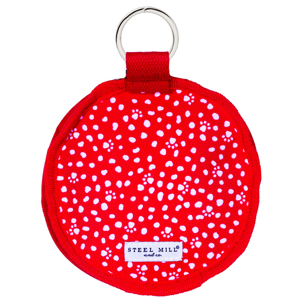 Travel Dog Bowl, Red Paws and Dots Steel Mill Gifts