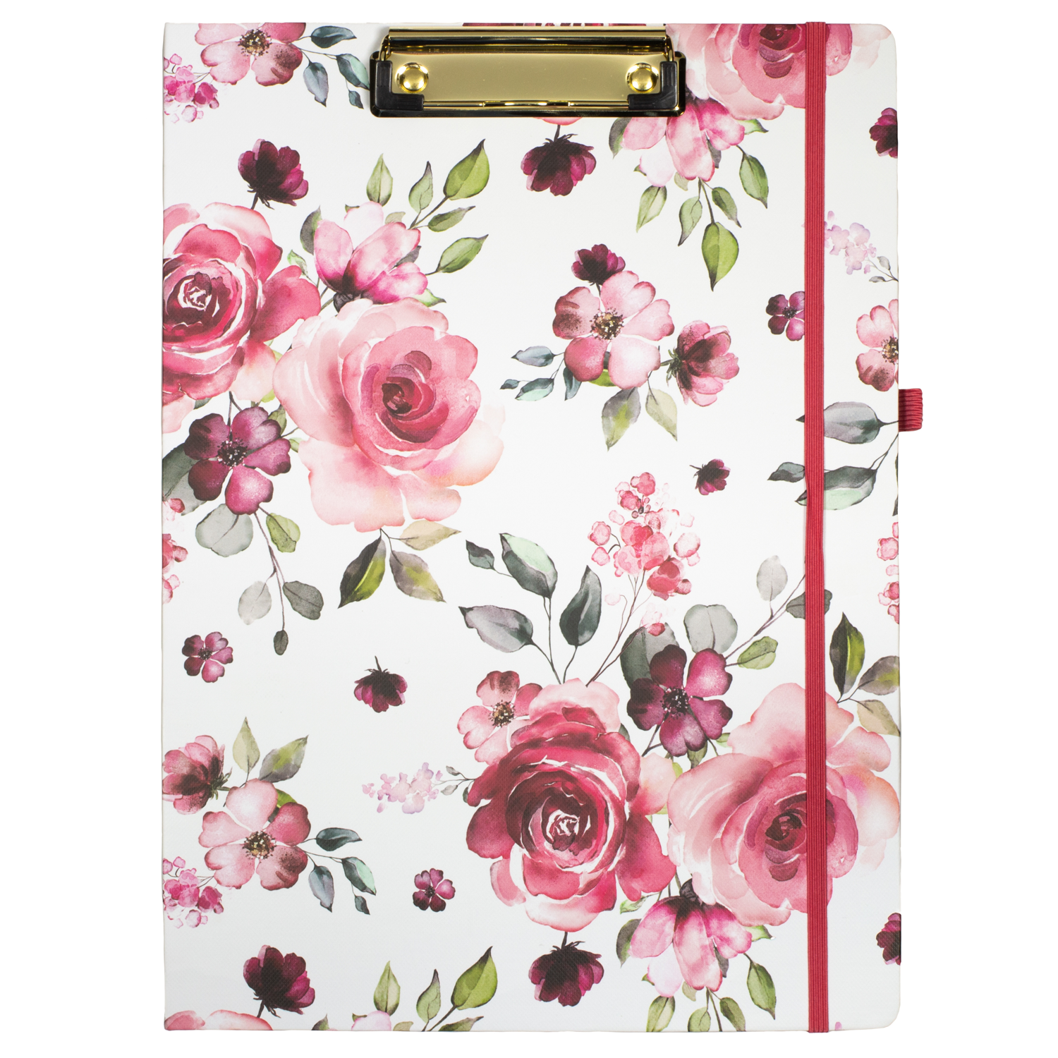 cute clipboard folio with pink rose floral hardcover and lined notepad for professional use 