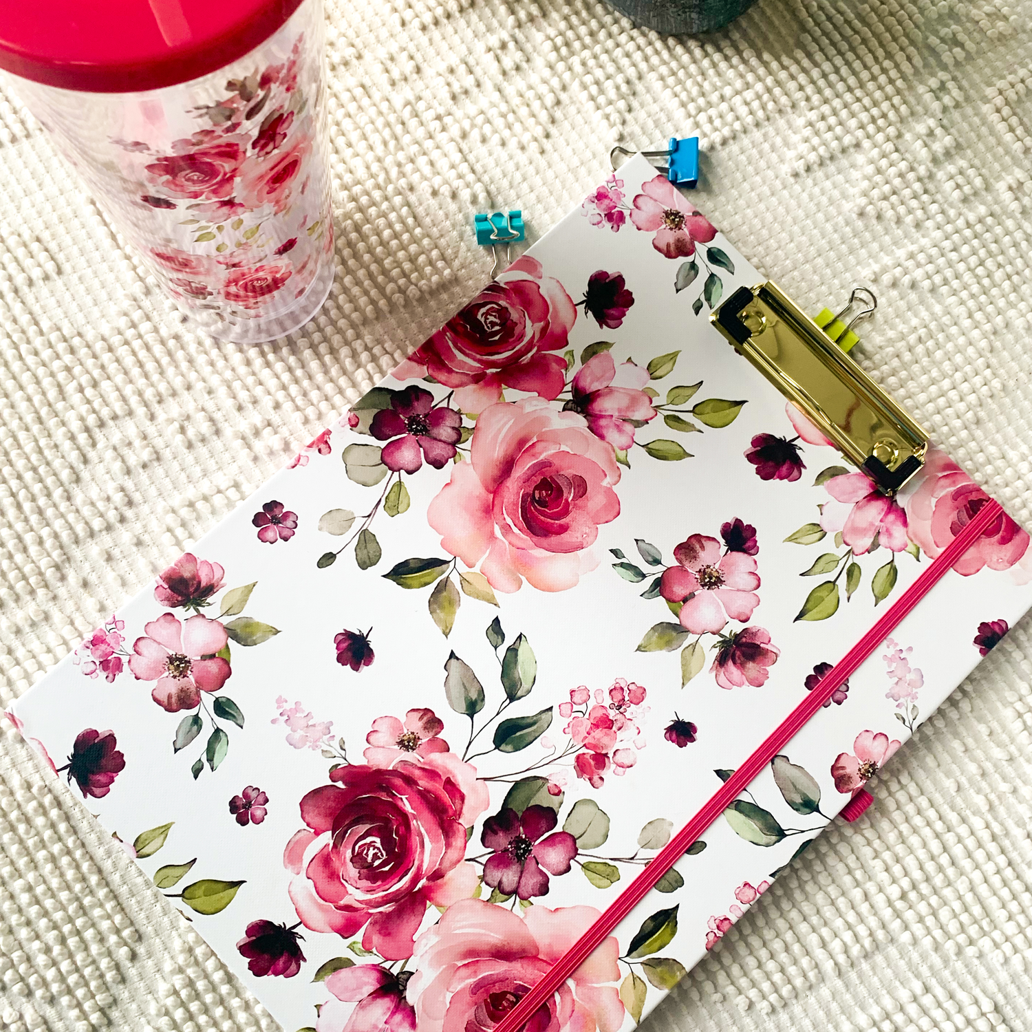 Clipboard Folio, Rose Floral