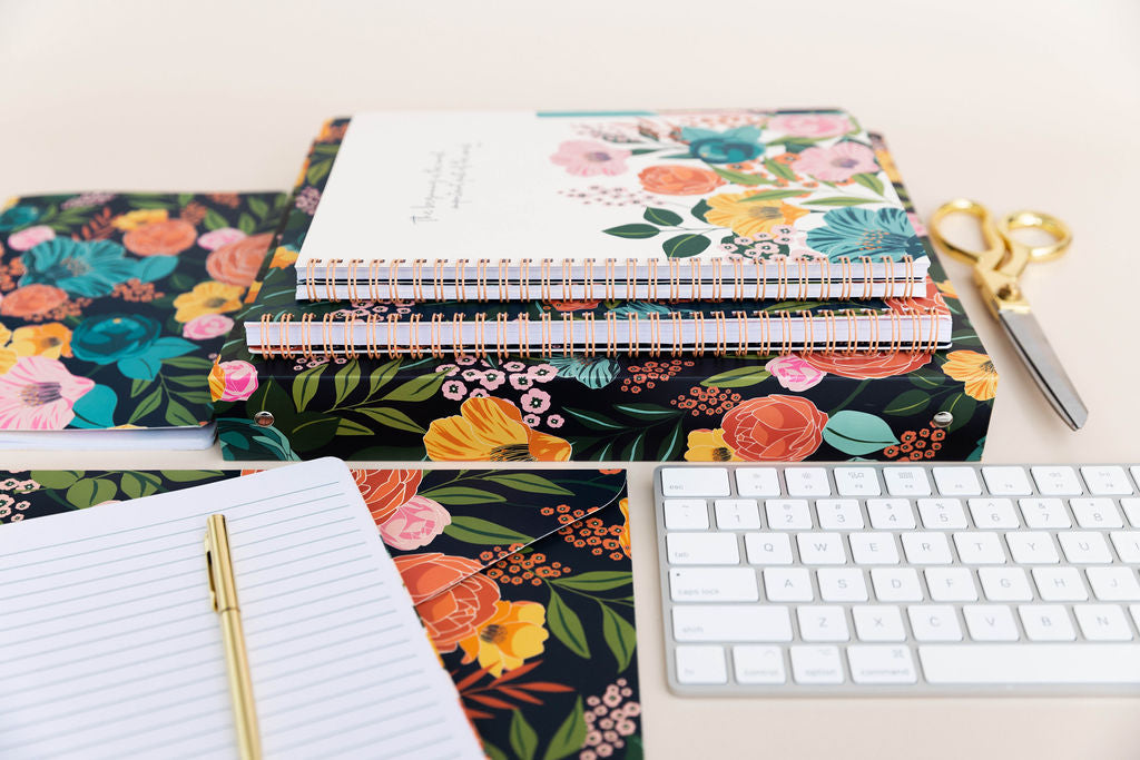 Three Ring Binder, Garden Blooms Navy