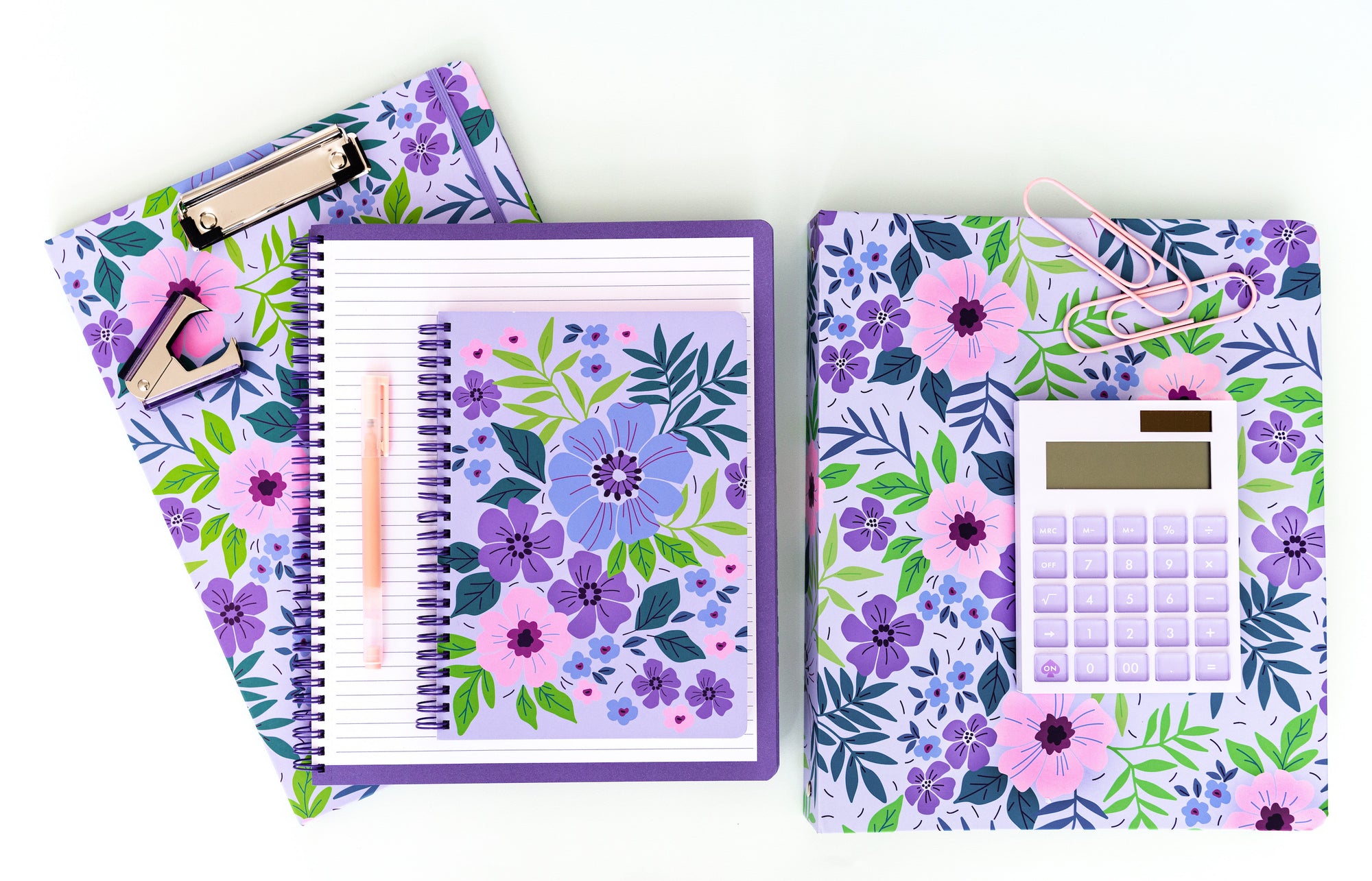 Three Ring Binder, Lilac Floral