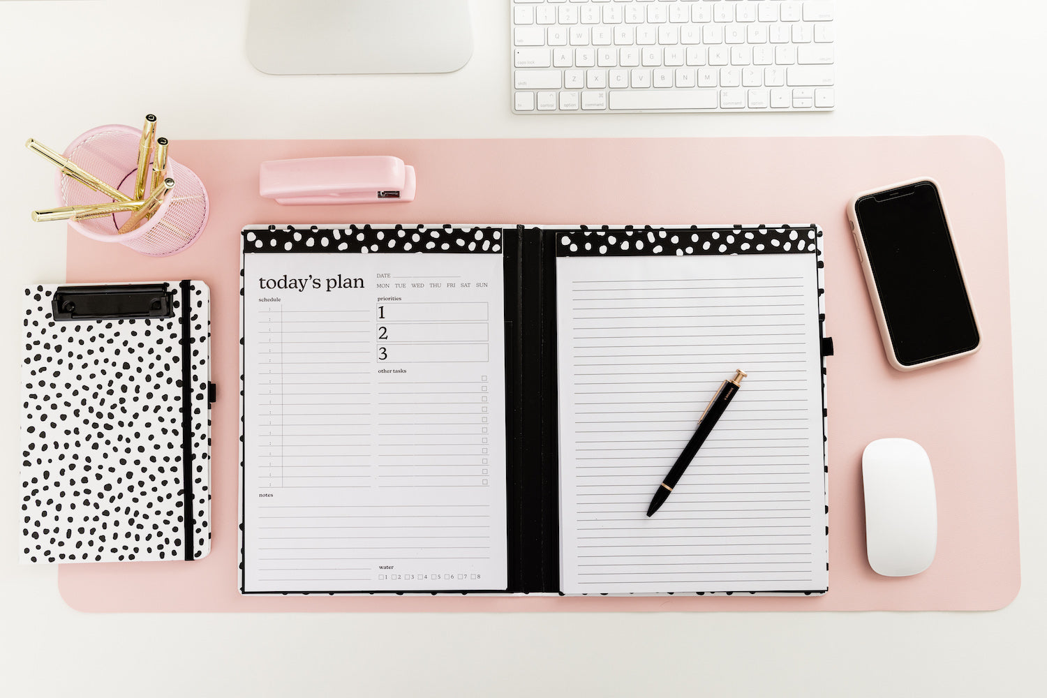 Double Notepad Clipboard Folio, Black Dots