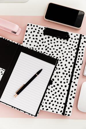 Mini Clipboard Folio, Black Dots