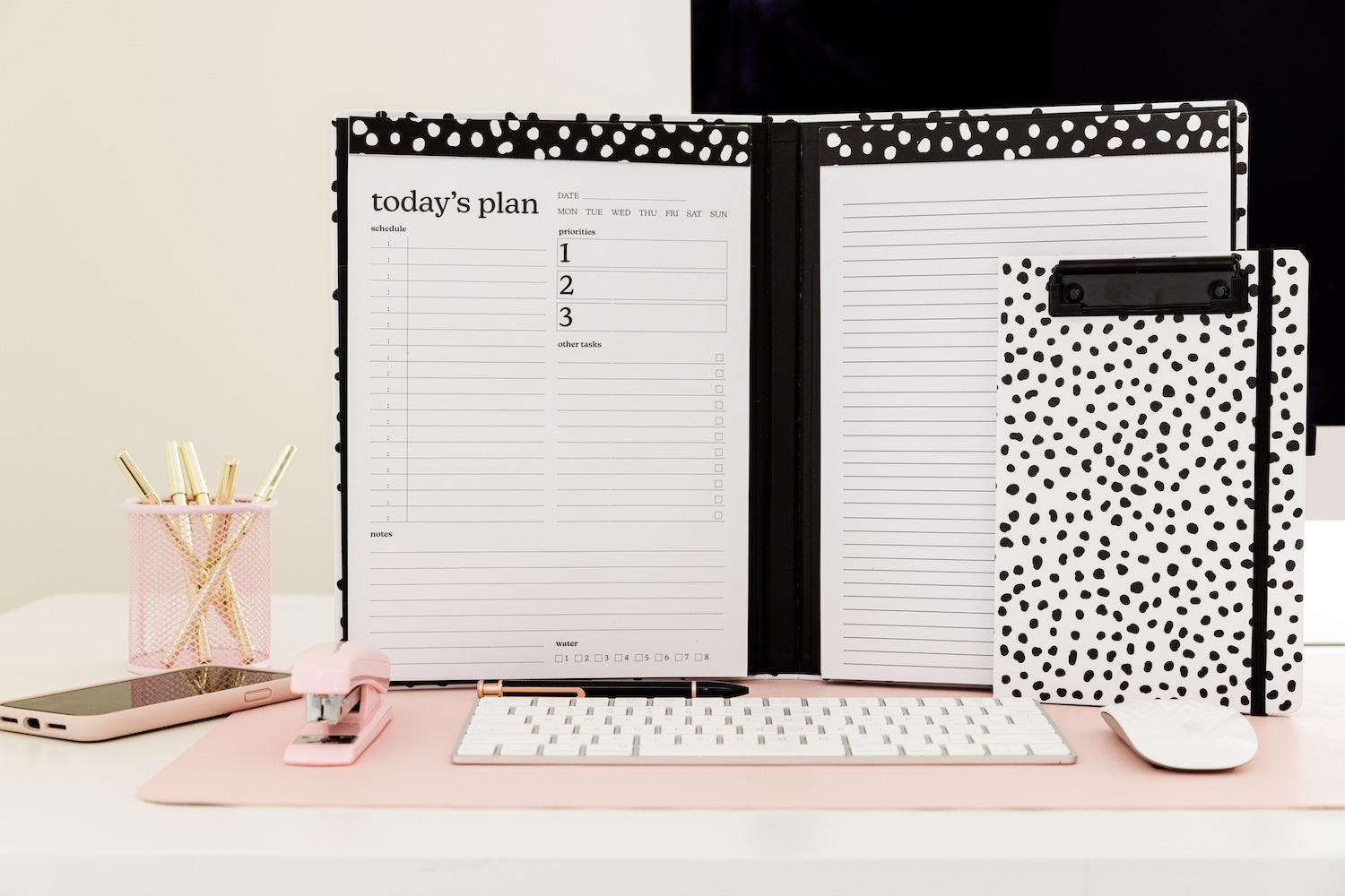 Mini Clipboard Folio, Black Dots