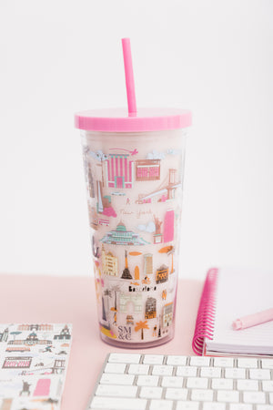 Tumbler with Straw, City Icons