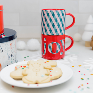 Stacking Holiday Mugs, Joy