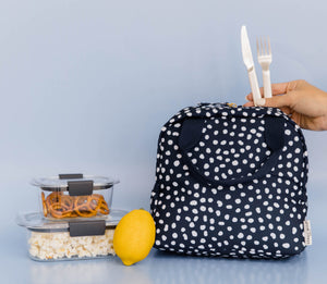 Lunch Tote, Navy Dot