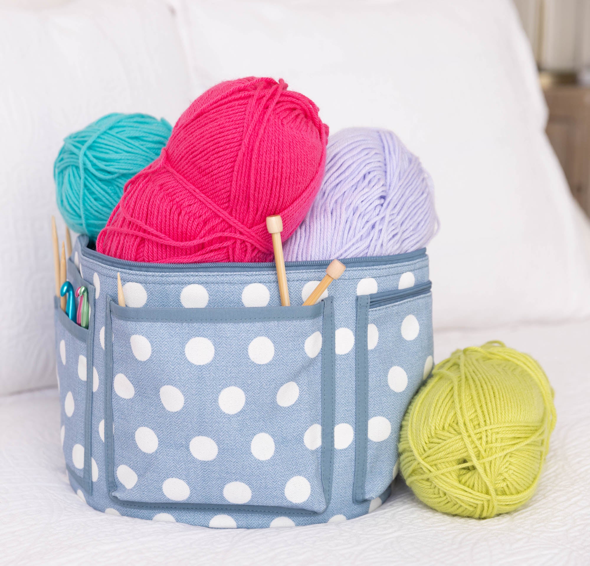 Yarn Bag, Blue Textured Dot