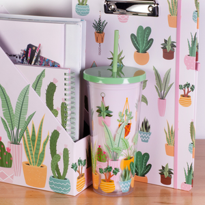 Tumbler with Straw Succulents