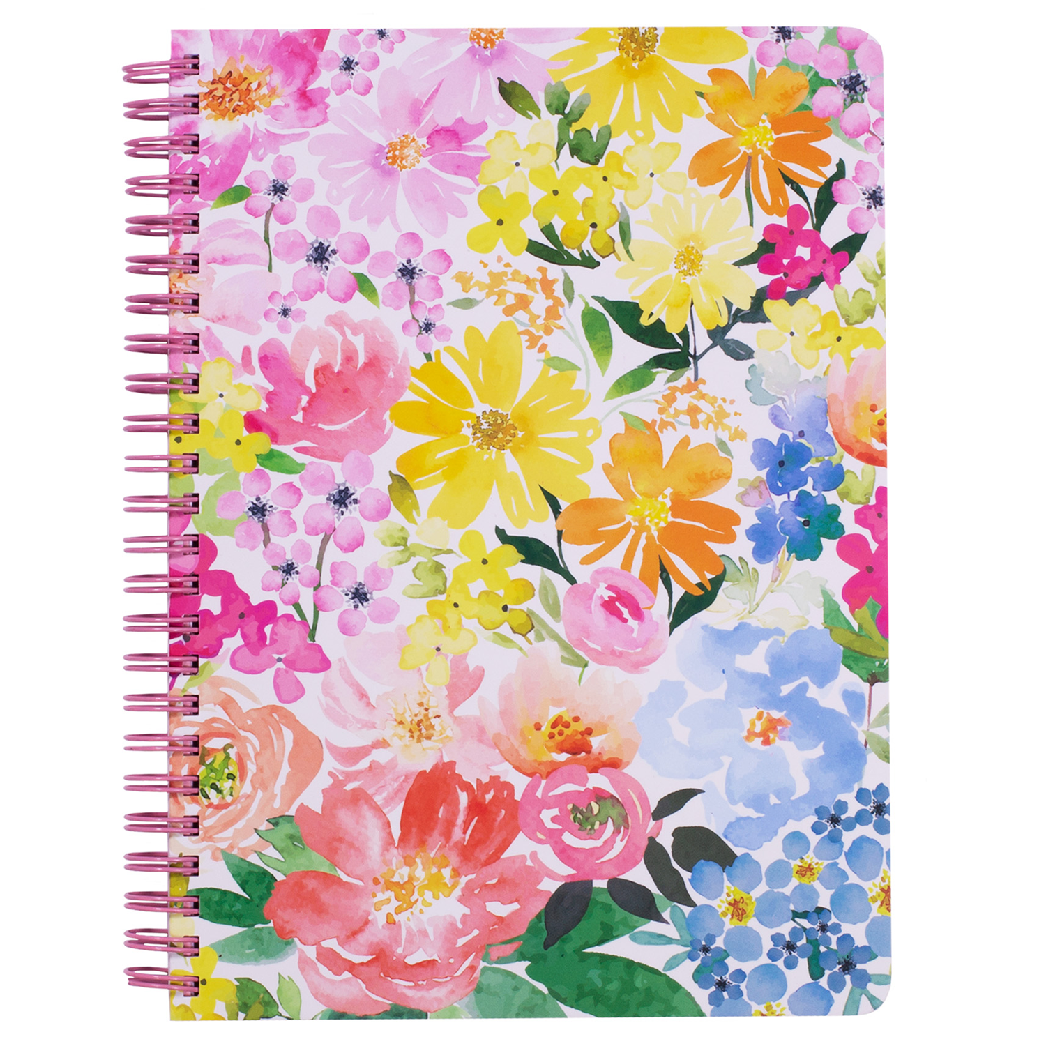 mini spiral notebook with colorful floral hardcover, metal spiral, 160 lined pages for school or office supplies