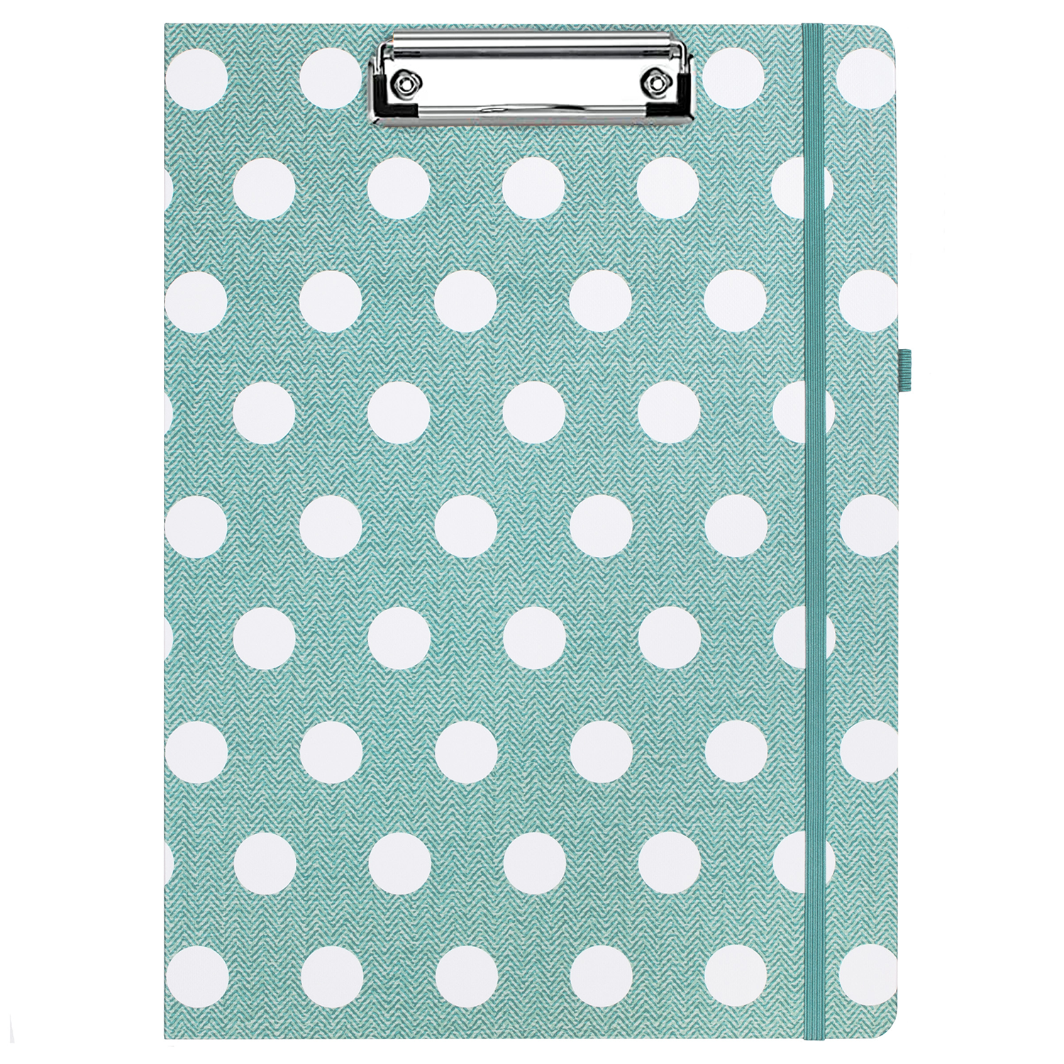 cute clipboard folio with teal hardcover with large white polka dots and lined notepad for professional use 