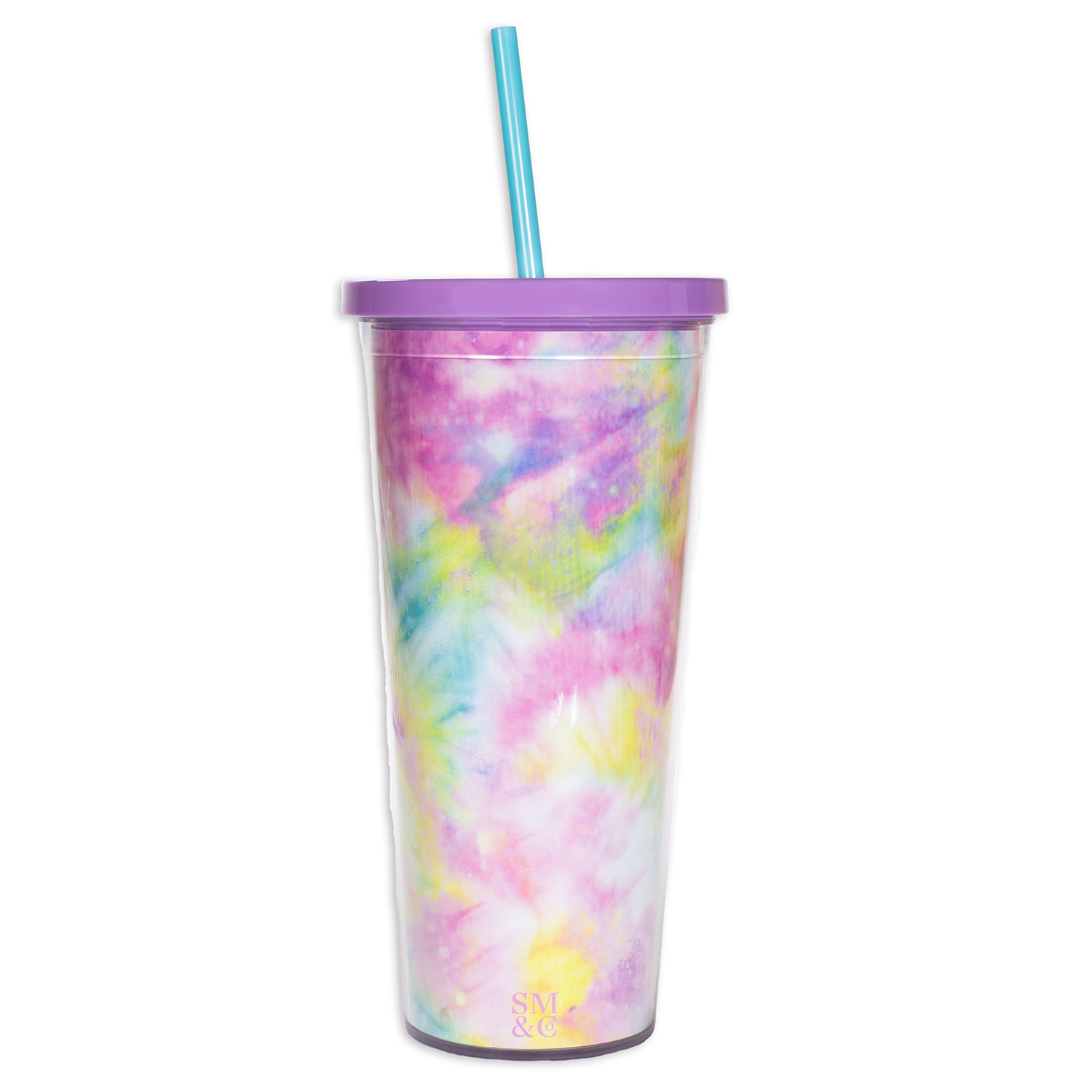 Tumbler with Straw, Tie Dye