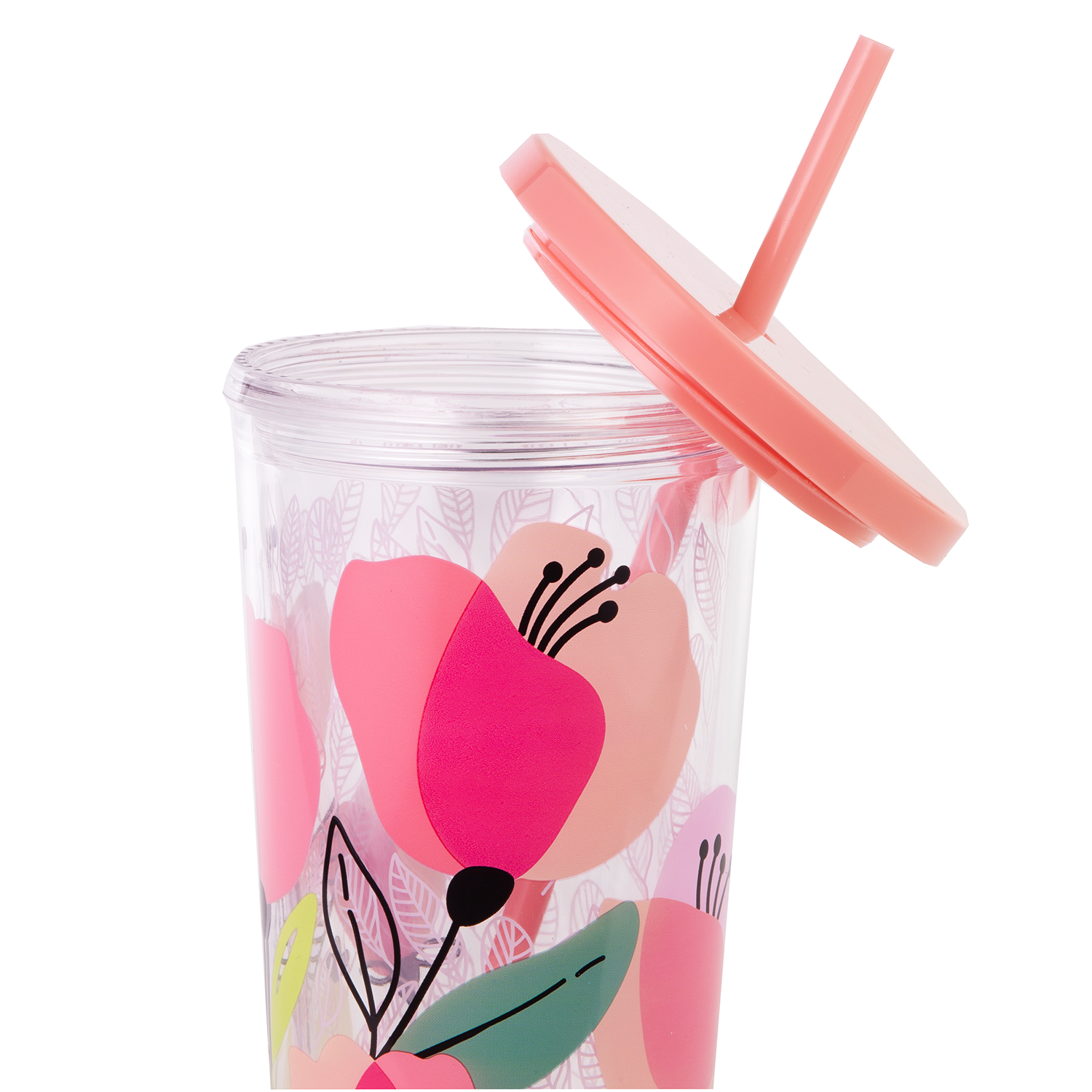 Tumbler with Straw, Mosaic Floral - Steel Mill Gifts