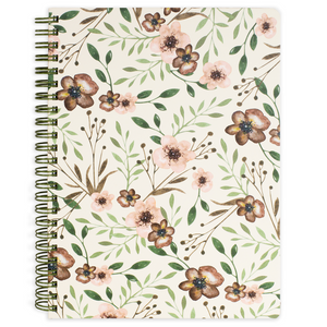 mini spiral notebook with Earth tone wildflower hardcover, metal spiral, 160 lined pages for school or office supplies