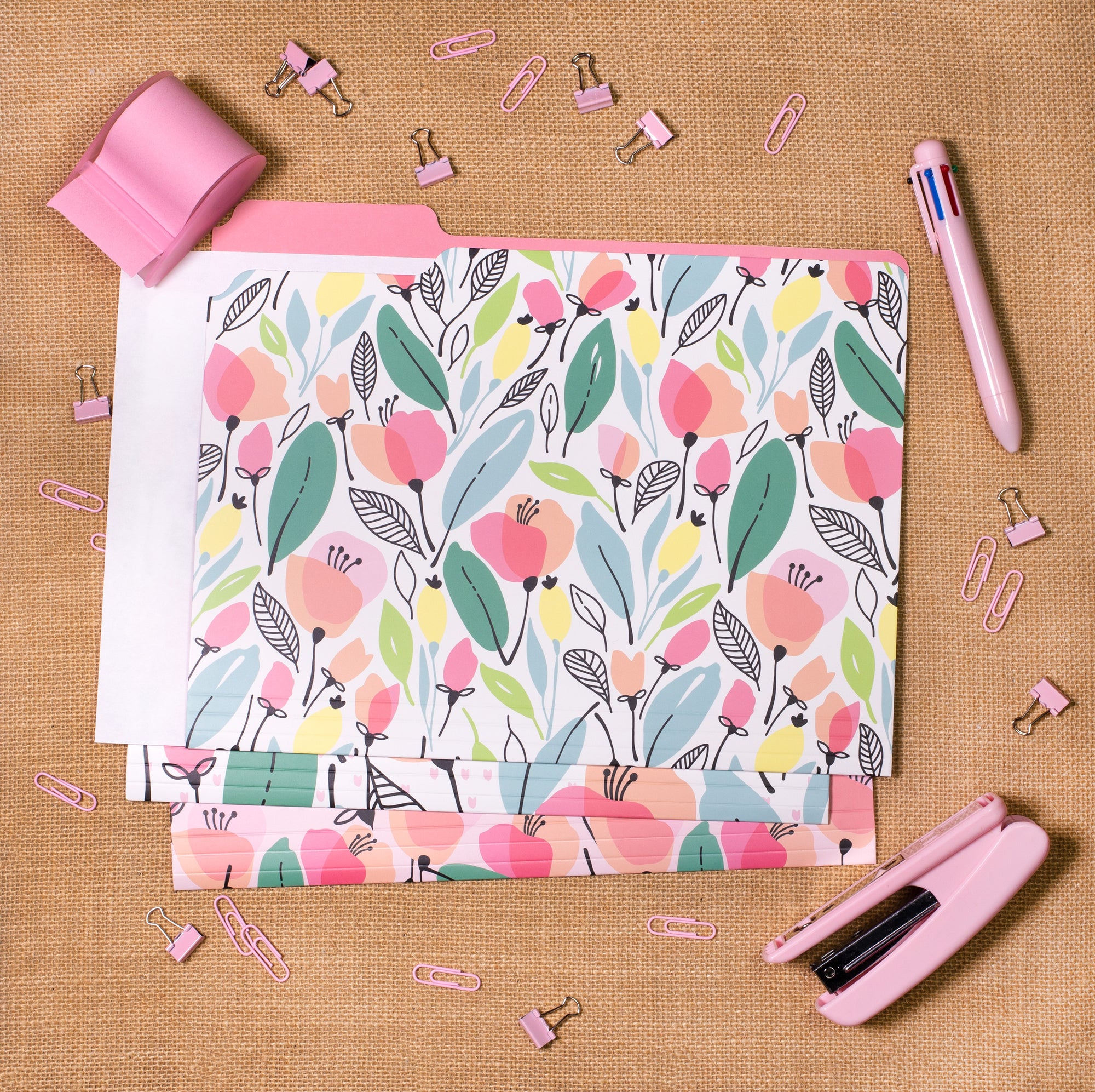 File Folder Set of 9, Pink Poppy