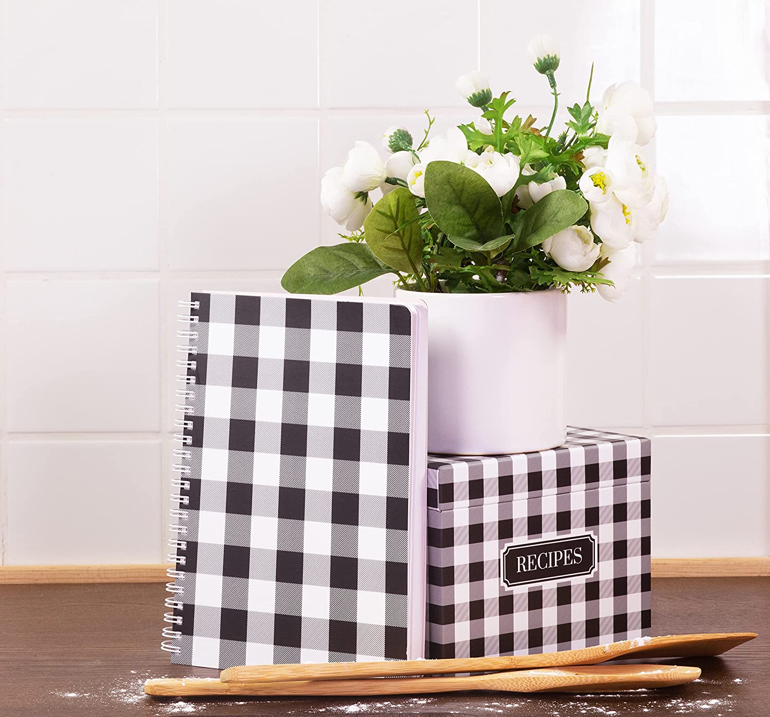 Mini Notebook, Black Gingham