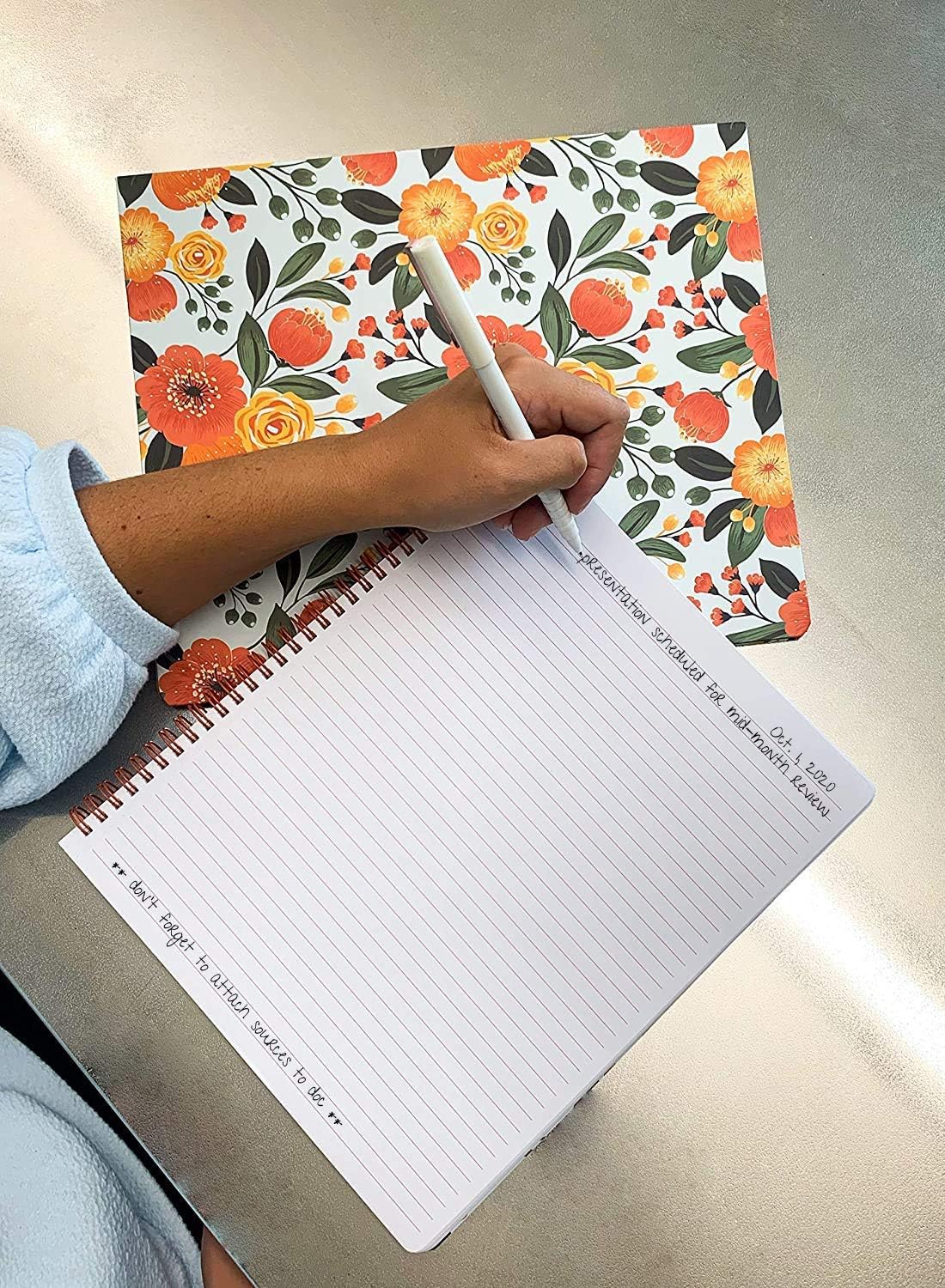 Three Ring Binder, Orange Floral