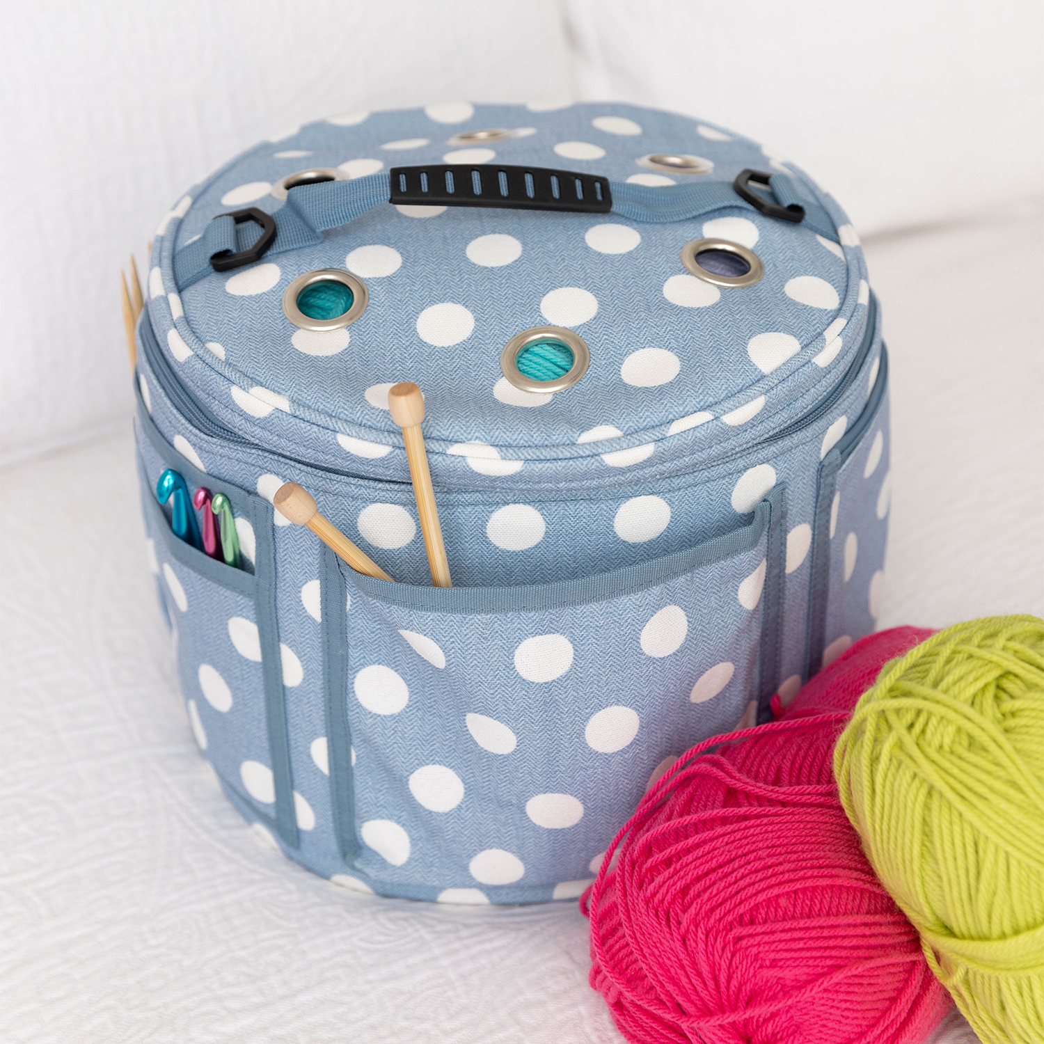 Yarn Bag, Blue Textured Dot